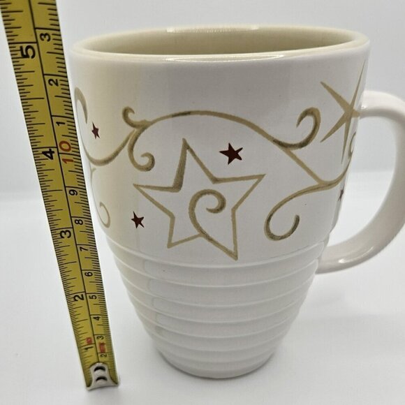 Pfaltzgraff Christmas Holiday Cheer Mug Whimsical Stars 5" tall New Without Tags - Picture 5 of 7